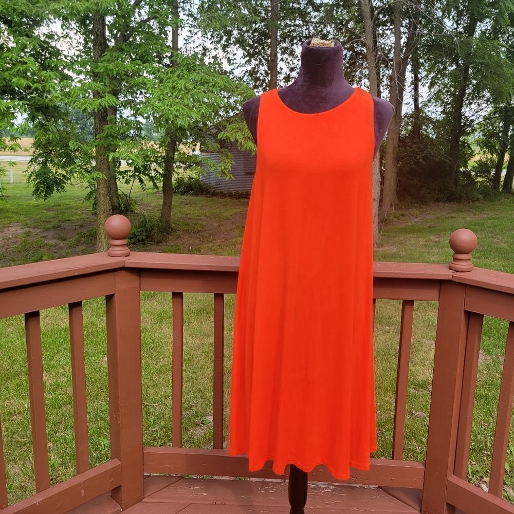 Old Navy Ladies Mini Dress Sleeveless Round Neck A-Line Orange Large Tall
